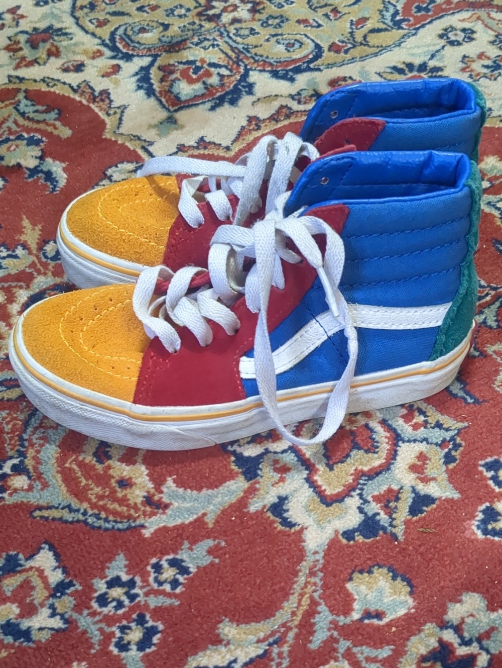 Kids High-Top Colorblock Sneakers in Blue/Red/Yellow/Green Little Kids Size 12